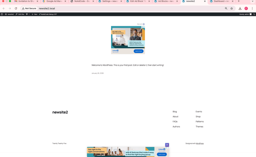 Sticky ad anchored at bottom of screen